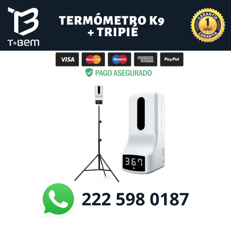 Termómetro K9, Dispensador de Gel y Tripié (KIT)