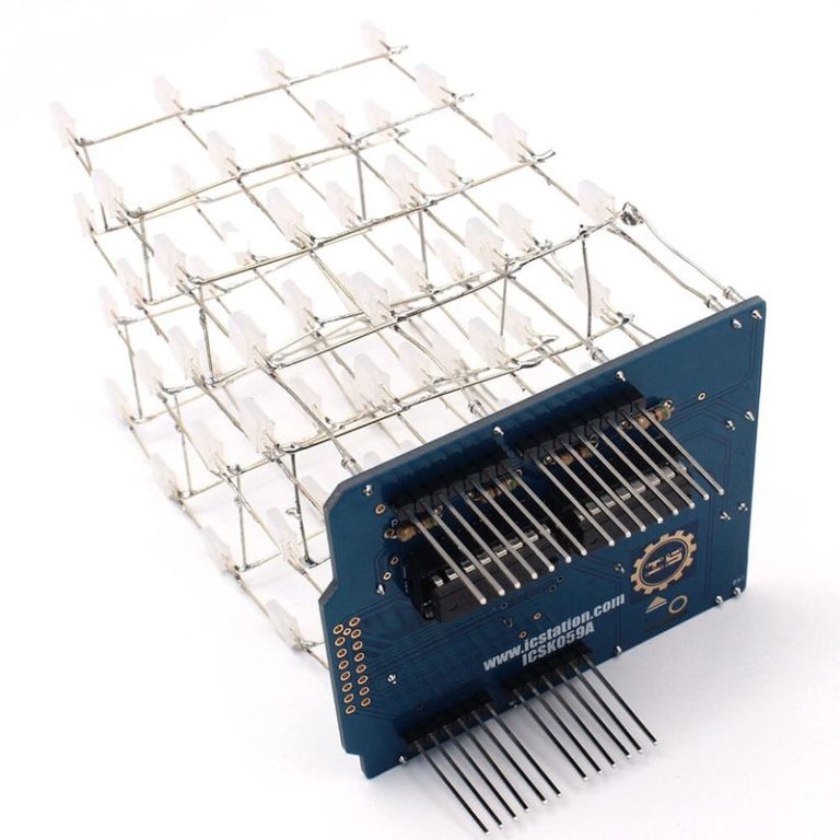 Shield Cubo Led Azul 4x4x4 Kit para Arduino - Imagen 2