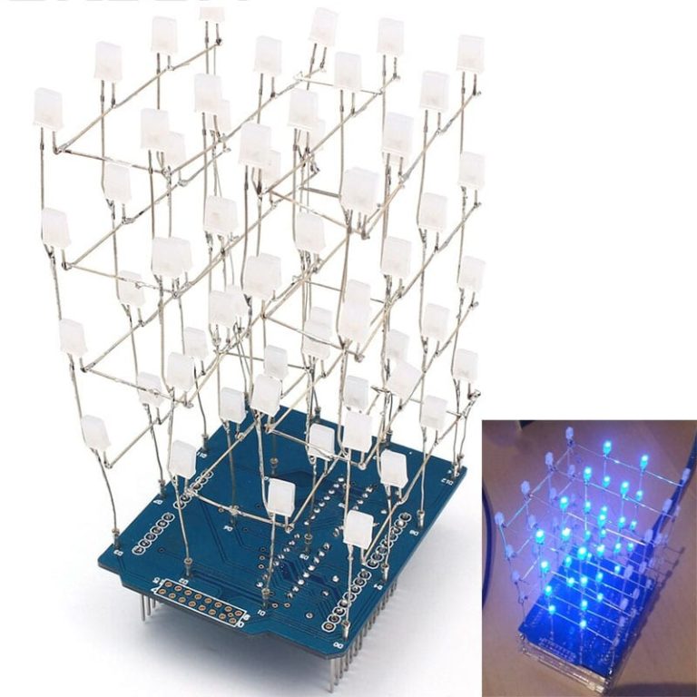 Shield Cubo Led Azul 4x4x4 Kit para Arduino - Imagen 3